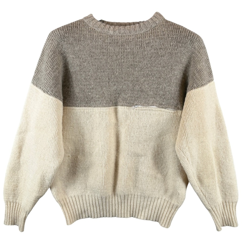 VINTAGE Hilda Ltd Mens M 100% Icelandic Wool Colorblock Crewneck Sweater Iceland